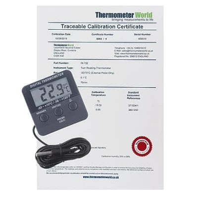 Imagen de Termómetro digital calibrado para frigorífico y congelador con certificado de calibración rastreable 2 puntos
