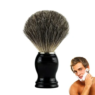 Imagen de Brocha de Afeitar Cerdas Tejón,Brocha pelo natural auténtico tejón para Crema Jabón en Espuma Hombres Peluquería.