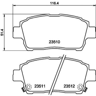 Imagen de HELLA 8DB 355 017 081 Juego de pastillas freno con avisador acústico desgaste TOYOTA: Corolla IX Hatchback, Yaris I Hatchback