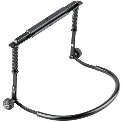 Imagen de K&amp;M 16416 soporte para armónica negro, de acero, con resorte tensor apto arpas azules estético, fácil manejar, estable