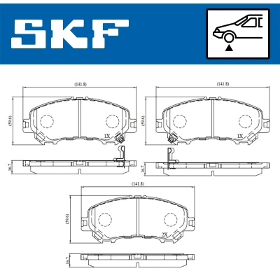 Imagen de SKF VKBP 80557 A Juego de pastillas freno con avisador acústico desgaste NISSAN: Qashqai 2