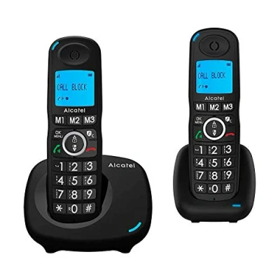 Imagen de Teléfono Alcatel XL535, 2 unidades, Función manos libres, 3 teclas memoria directa, alarma, Negro
