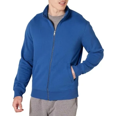 Imagen de Amazon Essentials Sudadera de Forro Polar con Cuello Perkins y Cremallera Completa Hombre, Azul, XS