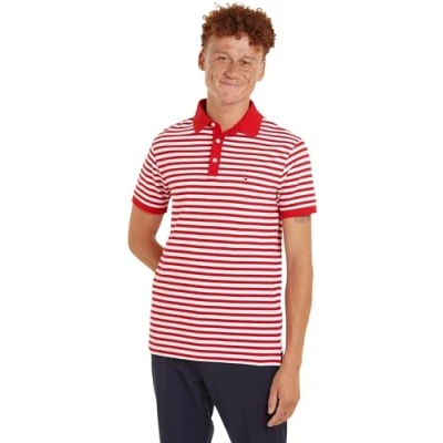 Imagen de Tommy Hilfiger Polo de Manga Corta para Hombre 1985 Slim Fit, Multicolor (Primary Red / White), S