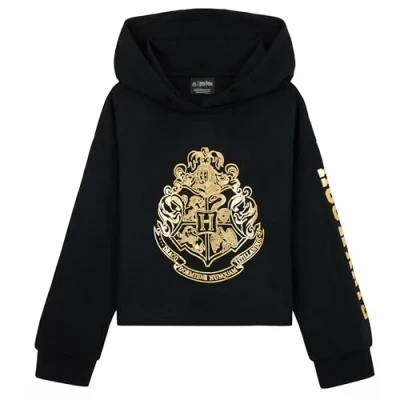 Imagen de Harry Potter Sudadera con Capucha para Niña Regalos Niñas (Negro/Oro Recortado, 9 10 años)