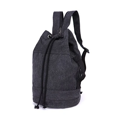 Imagen de LOSMILE Lona Bolsos mochila Hombre Mujer bandolera Bolsas de cuerdas viaje gimnasia Mochilas tipo casual para deportes y aire libre.(M Negro)