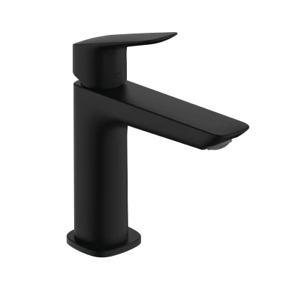 Imagen de hansgrohe Logis Fine grifo lavabo sin desagüe, ahorro de energía (CoolStart), monomando 110 mm, mezclador agua (EcoSmart), negro mate, 71255670