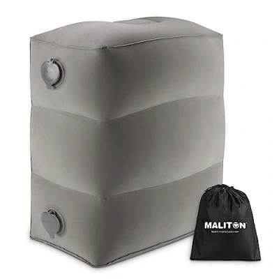 Imagen de Maliton Viajes Inflable Reposapiés,Almohada Altura Ajustable para Aviones,Almohada de Viaje Tren,CojíN Hinchable Viajes,CojíN Regulable en Avión Gris