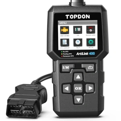 Imagen de TOPDON AL400 OBD2 Diagnosis, Maquina Diagnosis Coche Multimarca 10 Funciones, comprobación de Las Luces del Motor, Pruebas emisiones Gases Escape, Sensor O2, EVAP