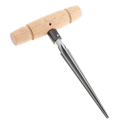Imagen de Alnicov Escariador cónico de mano madera con mango en T 4 chaflanes estriados para guitarra, herramienta corte carpintería
