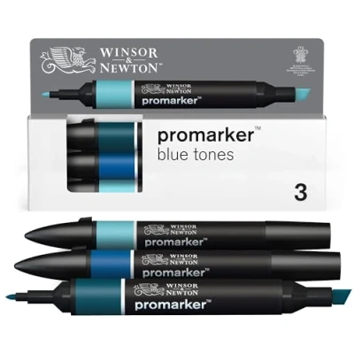 Imagen de Winsor &amp; Newton Promarker, Set de 3 Tonos Azules
