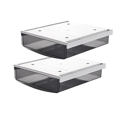 Imagen de TUKA 2X 1,7L Cajón Debajo del Escritorio 21x18x5,4cm, Autoadhesivos Oculto de Almacenamiento, Grande Utensilios Organizador Estante para Oficina Hogar, 2 Unidades Negro TKD8607