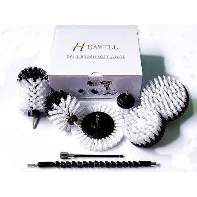 Imagen de HUAWELL Juego de accesorios cepillo taladro, limpieza eléctrica, cepillos taladro multiusos con accesorio largo extensible (blanco) (H783758 982)