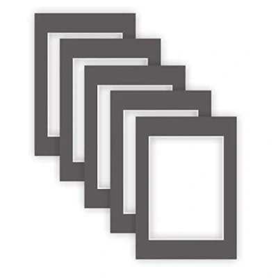 Imagen de nielsen Conservation Passepartout cartón 1,5 mm, juego de 5, tamaño exterior 29,7x42 cm para imagen 21x29,7 cm, estructura gris grafito