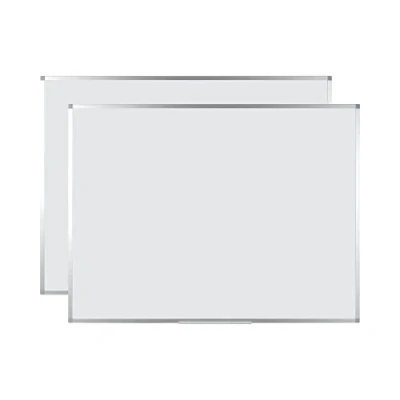 Imagen de BoardsPlus Pizarra Blanca Magnética, 90 x 60 cm, Superficie en Acero Lacado, de Borrado Seco con Marco Aluminio y Bandeja, Paquete 2