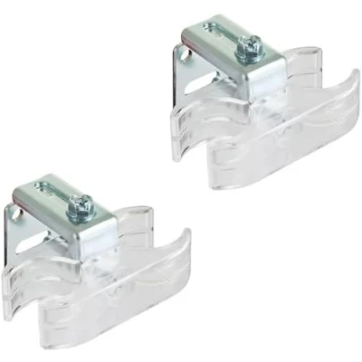 Imagen de Par de soportes pared con abrazaderas transparentes para la fijación radiadores tubulares Transparente Regulación distancia del radiador (26 48 mm) 2 piezas.