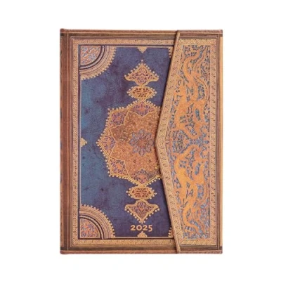 Imagen de Safavid Indigo (Safavid Binding Art) Midi 12 month Vertical Hardback Dayplanner 2025 (Wrap Closure): tydzień na dwóch stronach, zamykany magnes, papier 100 gsm