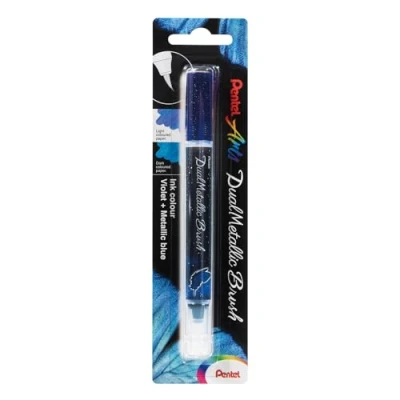 Imagen de Pentel Rotulador Dual Metallic Brush Violeta/Azul metalizado, 1 unidad en blister