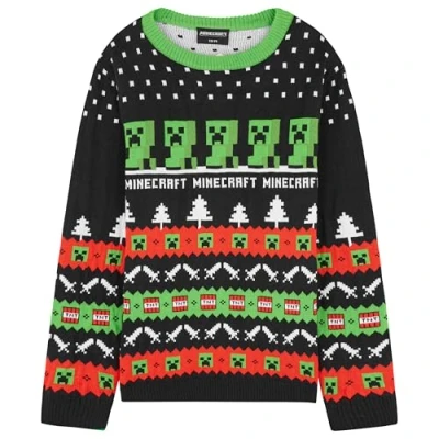 Imagen de Minecraft Jersey Navideño Niños y Adolescentes, Suéter de Punto con Cuello Redondo (Black, 11 12 Años)