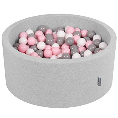 Imagen de KiddyMoon 90X40cm/300 Bolas ∅ 7Cm Piscina De para Ninos Hecha En La UE, Gris Clr:Blanco/Gris/Rosa Clr