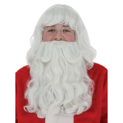 Imagen de Smiffys Kit de disfraz Papá Noel, Blanco, con peluca y barba, 38 cm/15in, Deluxe