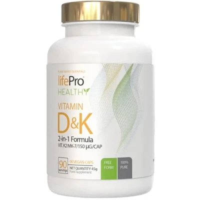 Imagen de Life Pro Vitamina D3 + K2 MK7 90 Capsulas, D y en Alta Dosis para Huesos Fuertes, Músculos Sistema Inmunológico, Cápsulas Veganas sin Aditivos, Calidad Garantizada
