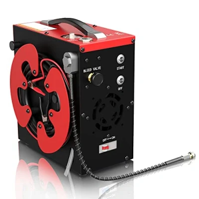 Imagen de Compresor de aire PCP portátil, GX CS3 parada automática, sin aceite, filtro separador agua y aceite incorporado, alimentado por automóvil 12V CC o doméstico 220V CA, 4500Psi / 30Mpa