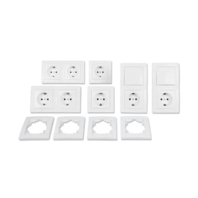 Imagen de MC POWER Flair Juego de enchufes e interruptores pared I Standard 20 piezas Enchufe con protección contacto blanco mate