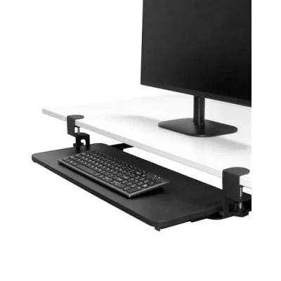 Imagen de QWORK® Soporte Teclado Ordenador, Bandeja Deslizante para Debajo del Escritorio, con Abrazadera en C, Peso de 20 kg