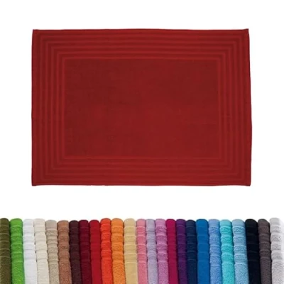 Imagen de Alfombra Baño Rizo Alfombrilla de Ducha Casa Tapete para Salir la o Bañera Secado Rapido Cocina Multifuncional 100% Algodon 50 x 70 cm. Color: Granate