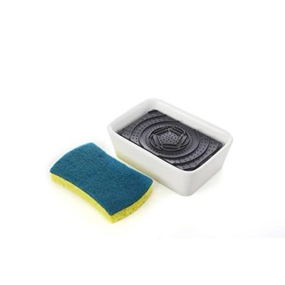 Imagen de Full Circle Bubble Up FC16116 Dispensador de jabón Esponja, Color Blanco, Celulosa a Base cerámica/Vegetal, Dispenser &amp; Scrubber Sponge Set
