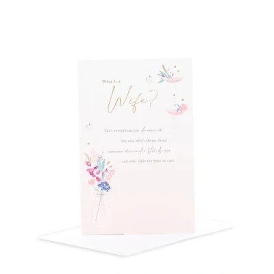 Imagen de UK Greetings Tarjeta de cumpleaños para esposa con texto en inglés What is a Wife, diseño sentimental