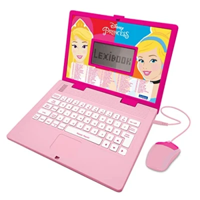 Imagen de Lexibook, Princessas Disney, Ordenador Educativo y bilingüe en español/inglés, Juguete para niñas con 124 Actividades Aprender, Jugar Escuchar música, Rosa, JC598DPi2