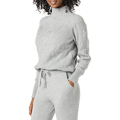 Imagen de Amazon Essentials Jersey Trenzado de Cuello Chimenea y Suave al Tacto Mujer, Gris Mezcla, L