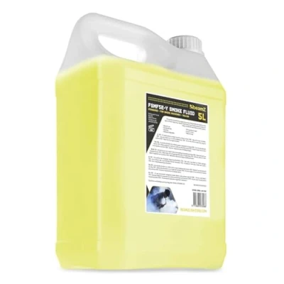 Imagen de BeamZ FSMF5E Y Liquido de humo ECO fabricado con base agua, sin productos químicos ni tóxicos, no deja residuos, el líquido es color amarillo pero produce blanco/gris, garrafa 5 litros