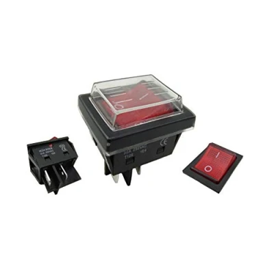 Imagen de Interruptor basculante empotrable 30 A 250 con cubierta impermeable, 2 polos (4 pines) rojo (5)