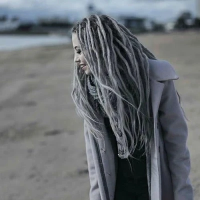 Imagen de 20 Strands Dreadlock Extensions 24 Inch Synthetic Hippie Single Ended Dreads Ginger 0.6 cm Width Loc Reggae Style Crochet Hair for Women (1B/Grey)