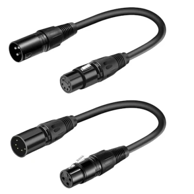 Imagen de SiYear Cable de Audio XLR 3 a 5 Pines, Macho y Hembra, para Micrófono, DMX, Luz Escenario (1 Juego/2 Unidades)