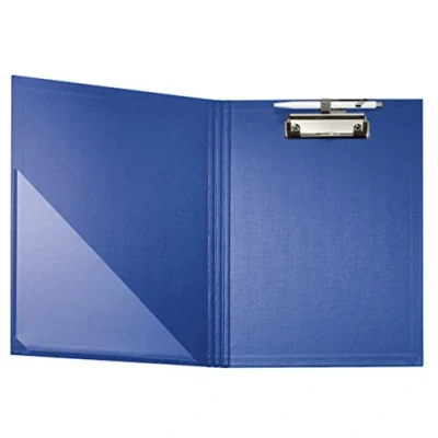 Imagen de Falken Premium Carpeta portapapeles con núcleo de cartón resistente y funda plástico exterior e interior para DIN A4 bolsillo en la tapa frontal soporte bolígrafos, color azul