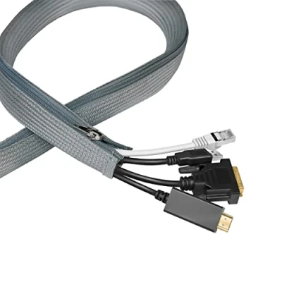 Imagen de LogiLink KAB0071 Tubo de Cable con Cremallera para Proteger los Cables y un Aspecto ordenado, diámetro 20 mm, 1 m, Color Gris