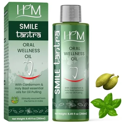 Imagen de Happy Moms Smile Tantra Oil Pulling con aceites esenciales de cardamomo y albahaca sagrada para la salud bucal, dientes encías saludables, enjuague bucal sin alcohol, blanqueamiento dental, ayuda