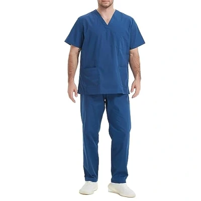 Imagen de MISEMIYA Pijama Sanitario Conjuntos Uniformes Sanitarios Unisex Medicos 6801 6802 XXL, Azul Marino
