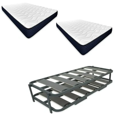 Imagen de mattfy Cama Completa con 2 Colchones Viscoelásticos Kloe (Cara Invierno/Verano) + Nido Reforzada, 90 x 190