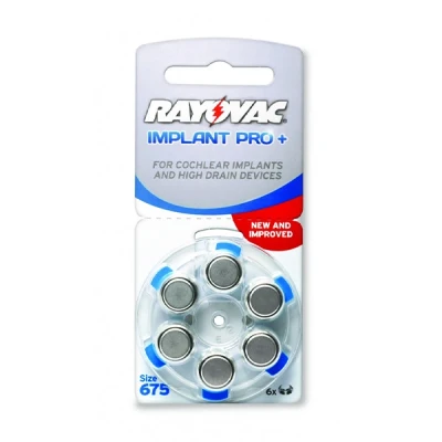 Imagen de 60 pilas auditivas Rayovac Implant Pro+ / pila auditiva implante coclear AE675
