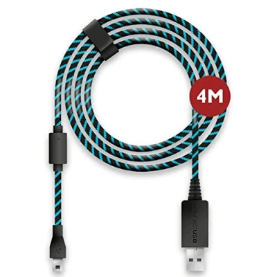 Imagen de Lioncast® Cable de Carga para Mando PS4 (4m, USB 2.0) Duradero y Rápido PlayStation 4 Cargador Oficial Mandos Longitud Óptima Jugar Mientras Cargas