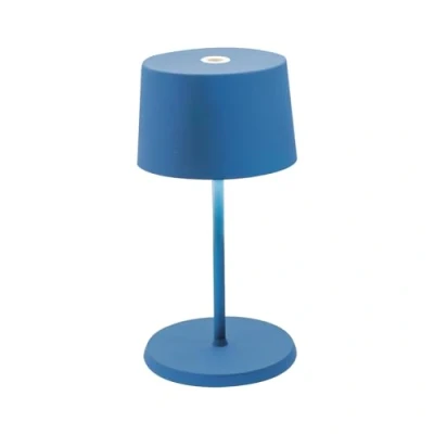 Imagen de Zafferano, Lámpara Olivia Mini, de Mesa Portátil y Recargable con Control Táctil, Adecuada para Interior Exterior, Atenuador, 2200 3000 K, Altura 22 cm, Color Azul Capri