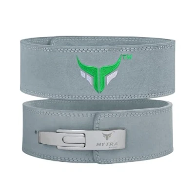 Imagen de Mytra Fusion cinturon gym Cuero Genuino powerlifting, gimnasio hombre &amp; Mujer halterofilia for Gym, Training, Weight Lifting, Deadlifts and Bodybuilding (Grey, XL)