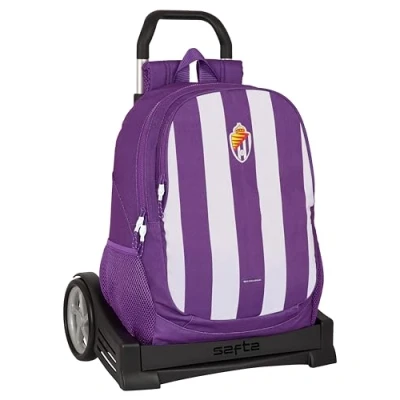 Imagen de Safta REAL VALLADOLID Mochila Escolar, Espalda Ergonómica, con Carro Evolution, Ideal para Niños de Diferentes Edades, Cómoda y Versátil, Calidad Resistencia, 32x16x44 cm, Color Morado
