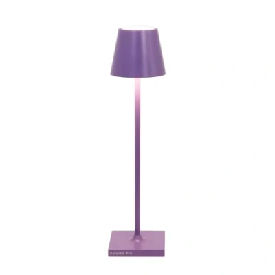 Imagen de Zafferano, Lámpara Poldina Micro, de Mesa Recargable e Inalámbrica con Control Táctil, Adecuada para Interior y Exterior, Atenuador, 2200 3000 K, Altura 27,5 cm, Color Lila