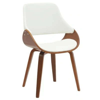 Imagen de CLP Silla de Comedor Vangale tapizada en Polipiel o Tela I Butaca salón Moderna con Base Madera &amp; 4 Patas, Color:Nuez/Blanco, Material:Cuero Sintetico